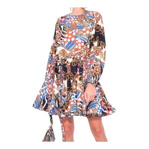 Rhode Ella Mini Dress in Chain Print, S